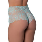 Magic Silk Pheromone Panties Split Crotch Lace Boy Short 2-Pack Aqua/Black S/M