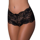 Magic Silk Pheromone Panties Split Crotch Lace Boy Short 2-Pack Aqua/Black S/M