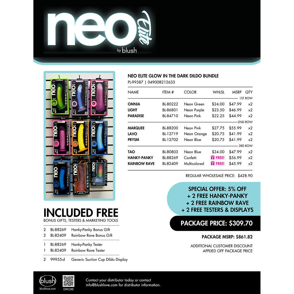 Neo Elite Glow in the Dark Dildo Bundle
