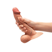 b-Vibe Slipskin Realistic Silicone Dildo 8 in. Curved Mocha