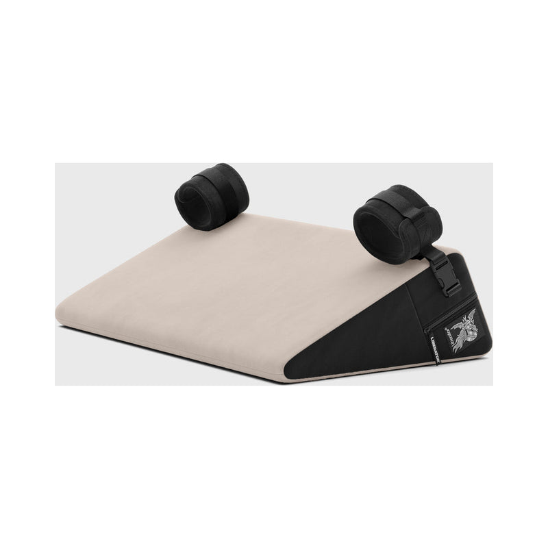 Liberator Black Label Wedge 24 in. Sex Position Pillow with Cuffs DÃ©cor Velvet Cream