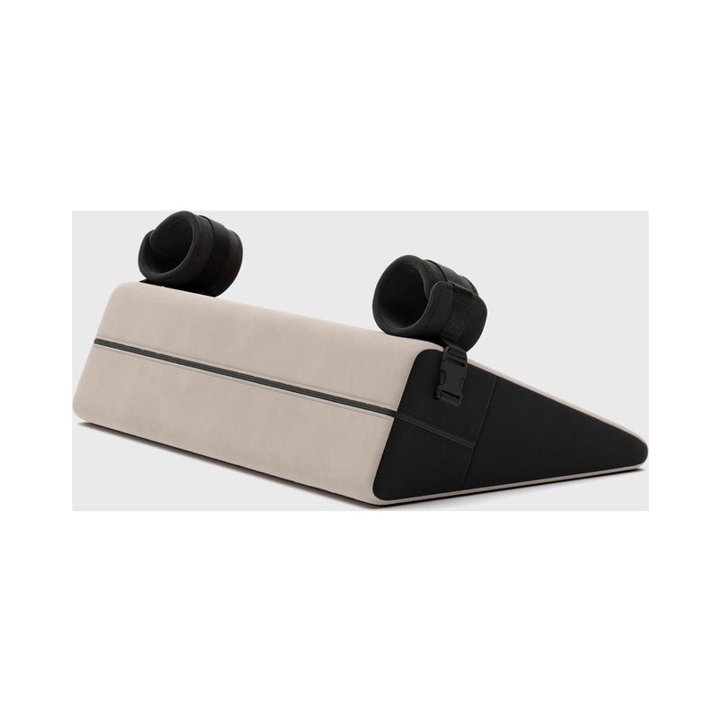 Liberator Black Label Wedge 24 in. Sex Position Pillow with Cuffs DÃ©cor Velvet Cream