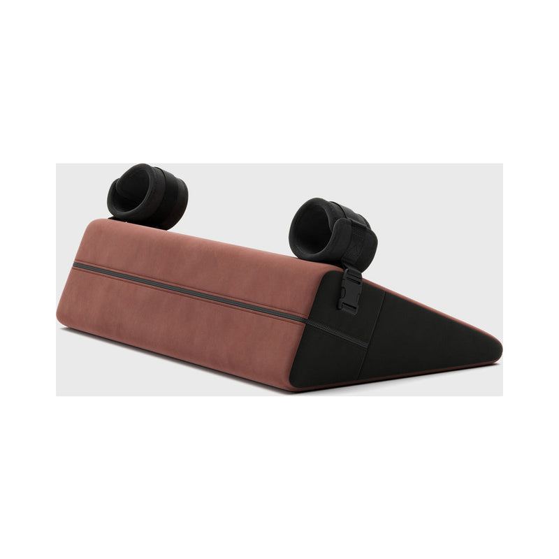 Liberator Black Label Wedge 24 in. Sex Position Pillow with Cuffs DÃ©cor Velvet Mauve