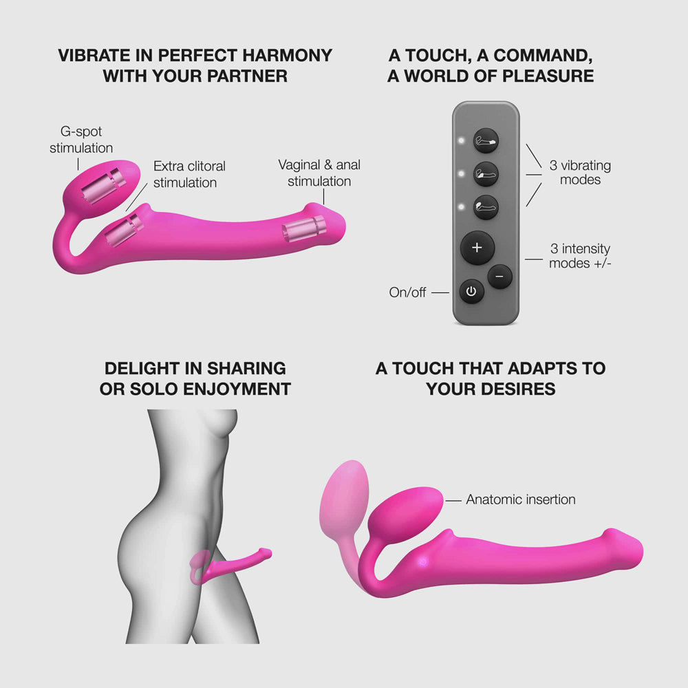 Strap-On-Me Vibrating Bendable Strapless Strap-On Fuchsia Large