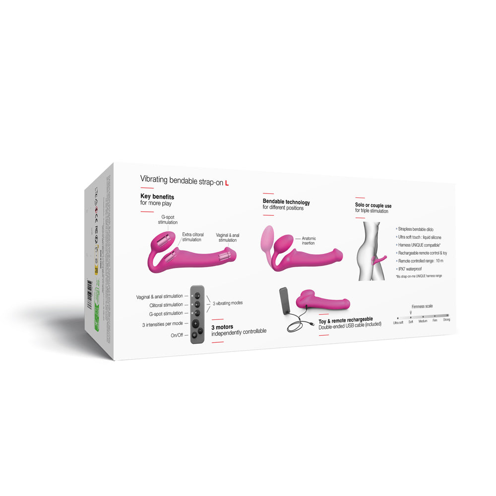 Strap-On-Me Vibrating Bendable Strapless Strap-On Fuchsia Large