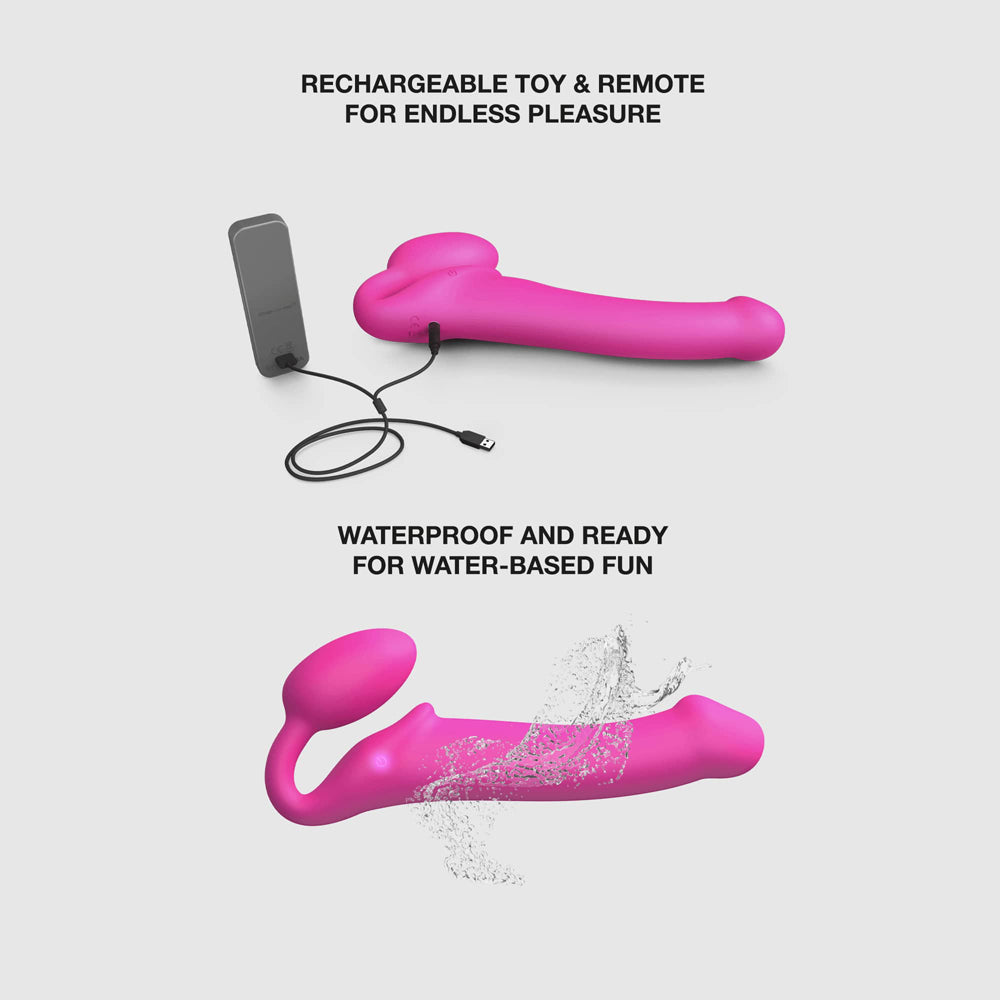 Strap-On-Me Vibrating Bendable Strapless Strap-On Fuchsia Medium