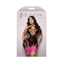 Fantasy Lingerie Vixen Ready Or Not OmbrÃ© Knit Asymmetrical Keyhole Halter Dress Black/Pink Queen Size