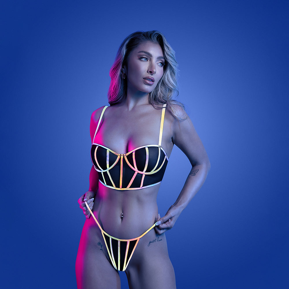 Fantasy Lingerie Glow Solar Flare Underwire Bra & Panty L/XL