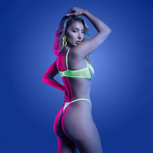 Fantasy Lingerie Glow Mind Control UV Reactive Paneled Underwire Bra & Panty S/M