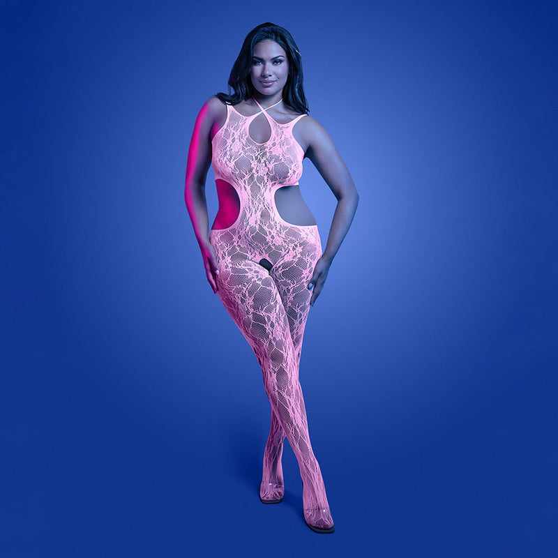 Fantasy Lingerie Glow Equilibrium Glow-in-the-Dark Crotchless Bodystocking Queen Size