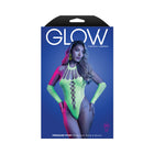 Fantasy Lingerie Glow Pressure Point UV Reactive Rhinestone Teddy & Gloves O/S