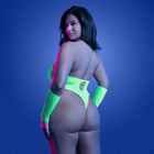 Fantasy Lingerie Glow Pressure Point UV Reactive Rhinestone Teddy & Gloves Queen Size