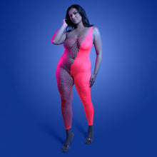 Fantasy Lingerie Glow Hyperdrive UV Reactive Rhinestone Bodystocking Queen Size