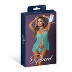 Magic Silk Caribbean Crush Flutter Babydoll & Thong Set Aqua Glow L/XL