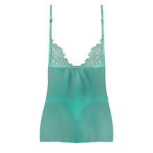 Magic Silk Caribbean Crush Flutter Babydoll & Thong Set Aqua Glow L/XL