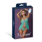 Magic Silk Caribbean Crush Flutter Babydoll & Thong Set Aqua Glow L/XL