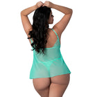 Magic Silk Caribbean Crush Flutter Babydoll & Thong Set Aqua Glow Queen Size