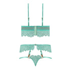 Magic Silk Caribbean Crush Demi Longline Bra & Panty with Flounce Aqua Glow S/M