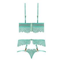 Magic Silk Caribbean Crush Demi Longline Bra & Panty with Flounce Aqua Glow S/M