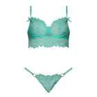 Magic Silk Caribbean Crush Demi Longline Bra & Panty with Flounce Aqua Glow L/XL