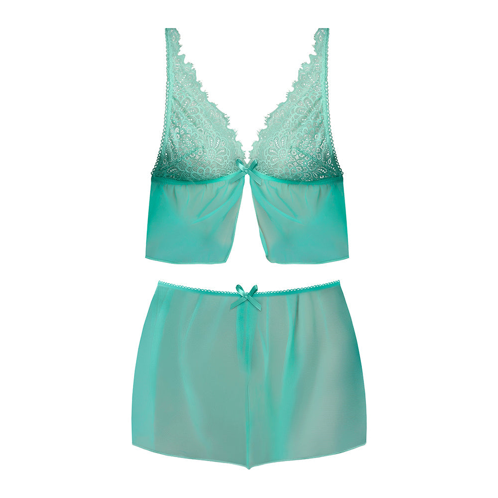 Magic Silk Caribbean Crush Flutter Cami & Short Set Aqua Glow S/M