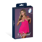 Magic Silk Pink Kink Cupless Babydoll, Harness Panty & Garter Cuffs Pink Glow L/XL