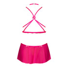 Magic Silk Pink Kink Harness Top, Open Crotch Skirt Panty & Choker Pink Glow L/XL