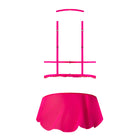 Magic Silk Pink Kink Harness Top, Open Crotch Skirt Panty & Choker Pink Glow L/XL