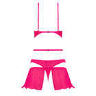 Magic Silk Pink Kink Bralette, High Leg Panty & Garter Skirt Set Pink Glow Queen Size