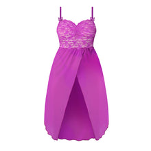 Magic Silk Butterfly Fantasies Gown & Thong Set Neon Purple L/XL