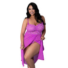 Magic Silk Butterfly Fantasies Gown & Thong Set Neon Purple Queen Size