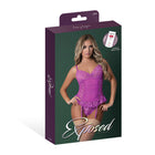 Magic Silk Butterfly Fantasies Basque & Cheeky Panty Set Neon Purple L/XL