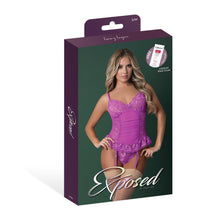 Magic Silk Butterfly Fantasies Basque & Cheeky Panty Set Neon Purple L/XL