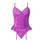 Magic Silk Butterfly Fantasies Basque & Cheeky Panty Set Neon Purple Queen Size