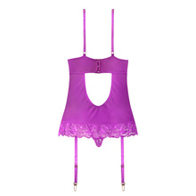 Magic Silk Butterfly Fantasies Basque & Cheeky Panty Set Neon Purple Queen Size