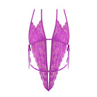Magic Silk Butterfly Fantasies Peek-a-Boo & Crotchless Teddy Neon Purple Queen Size