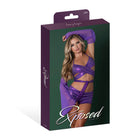 Magic Silk Glimmer Wrap Bralette, Booty Shorts & Sleeve Set Purple Disco L/XL