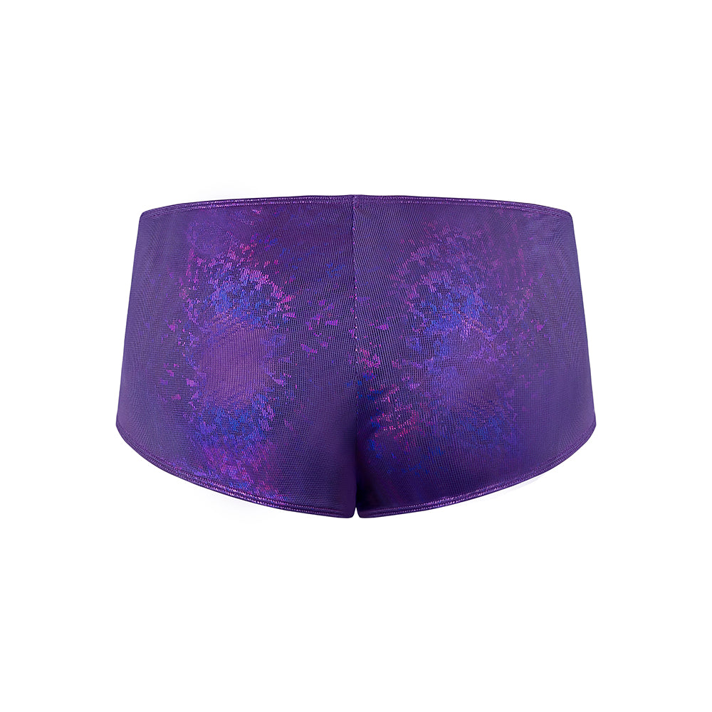 Magic Silk Glimmer Mini Boy Short Purple Disco S/M