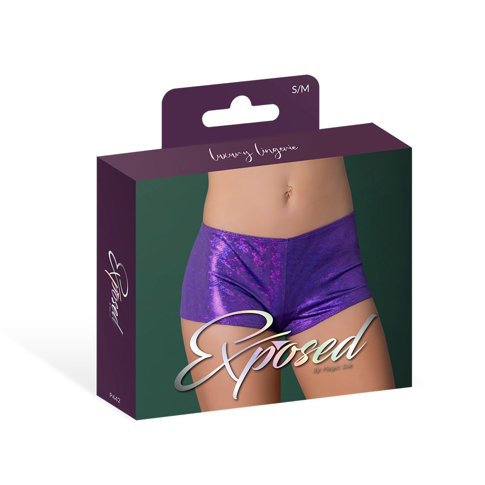 Magic Silk Glimmer Mini Boy Short Purple Disco L/XL