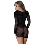 Magic Silk Seamless Long Sleeve Romper Black with Rhinestones O/S