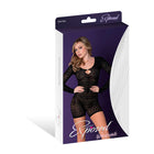 Magic Silk Seamless Long Sleeve Romper Black with Rhinestones O/S