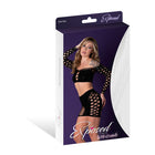 Magic Silk Seamless Crop Top & Short Set Black with Rhinestones O/S