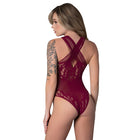 Magic Silk Seamless Crotchless Teddy Burgundy O/S