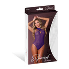 Magic Silk Seamless Crotchless Teddy Purple O/S