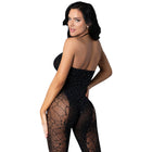 Magic Silk Seamless Halter Bodystocking Black with Rhinestones O/S