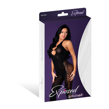 Magic Silk Seamless Halter Bodystocking Black with Rhinestones O/S