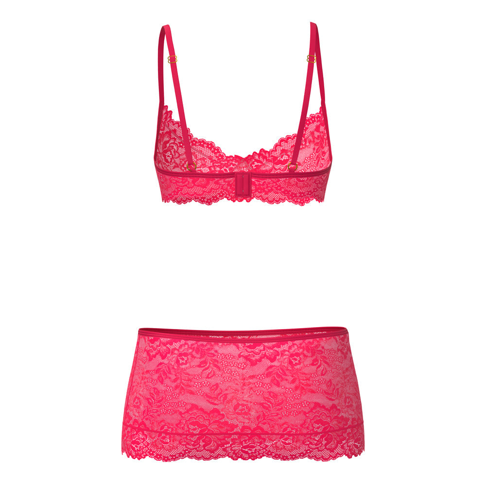 Magic Silk Get It Girl Bra, Skirt & Thong Set Diva Pink L/XL