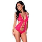 Magic Silk Get It Girl Halter Teddy with Snap Crotch Diva Pink S/M