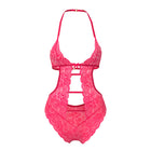 Magic Silk Get It Girl Halter Teddy with Snap Crotch Diva Pink Queen Size