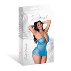 Magic Silk Flirty Hearts Cut Out Flutter Chemise & G-String Set Blue Sugar Queen Size